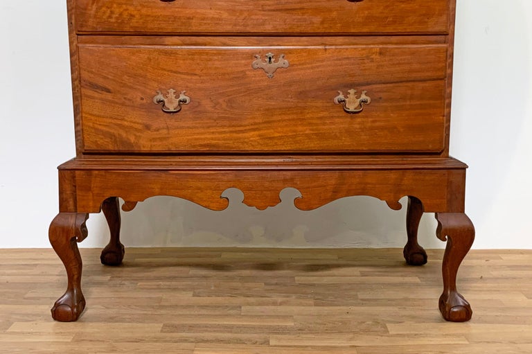 18th Century Antique Queen Anne Highboy Flat Top Chest For Sale at 1stDibs