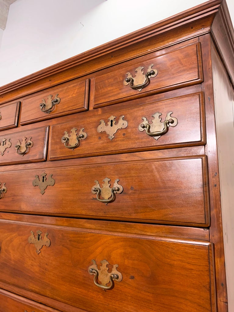 18th Century Antique Queen Anne Highboy Flat Top Chest at 1stDibs