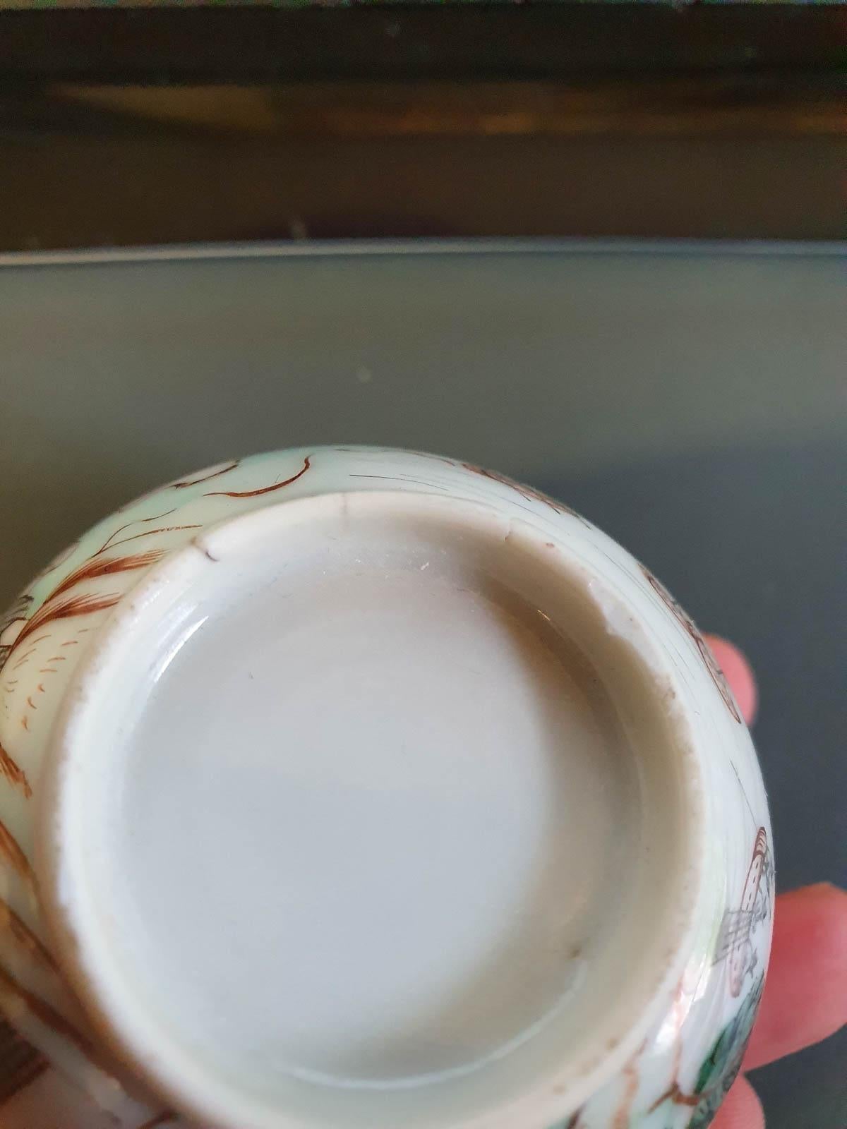 18th Century Antique Rare Cup Saucer Chine De Commande, Western Subjects Meissen For Sale 4