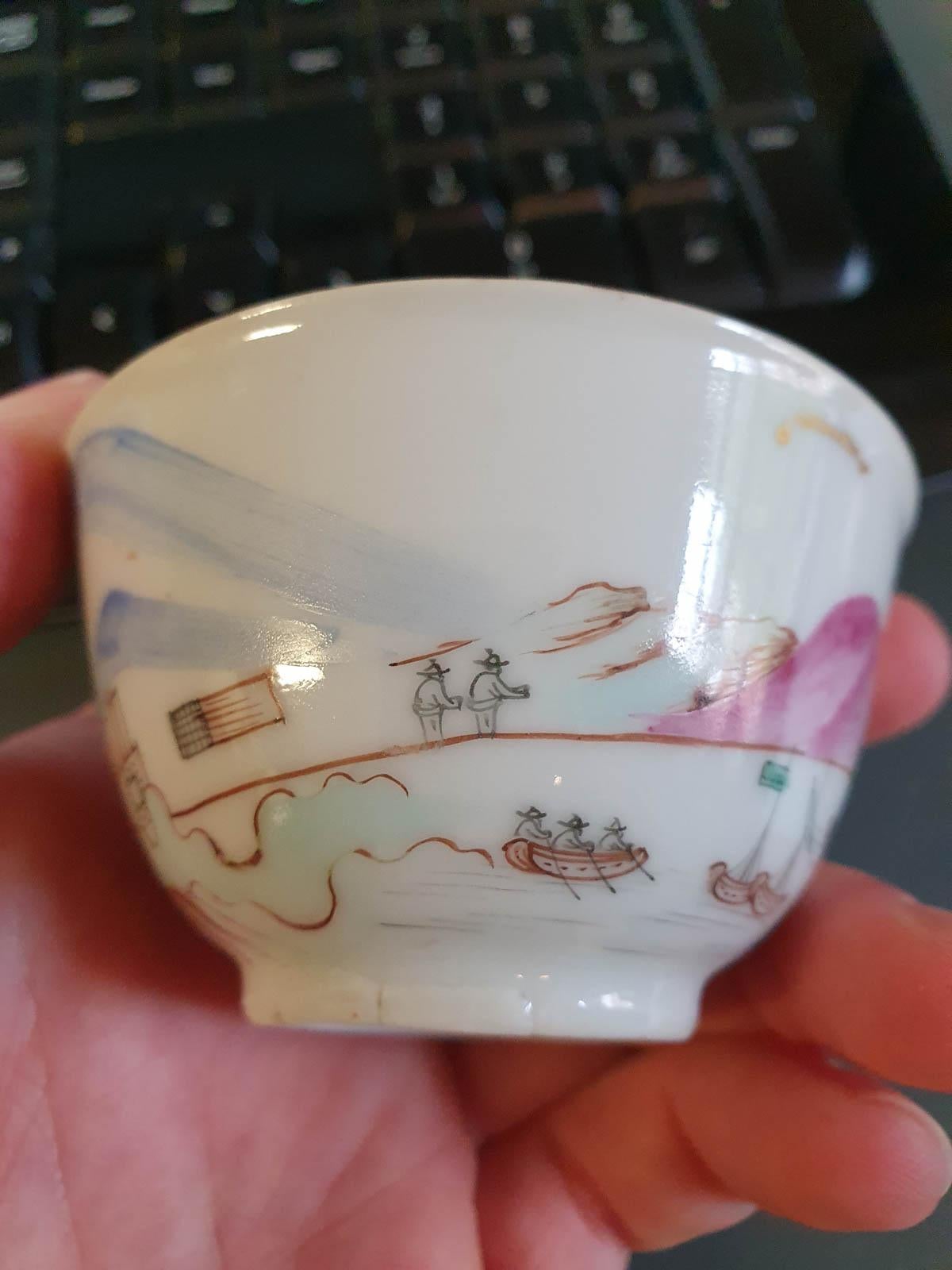 18th Century Antique Rare Cup Saucer Chine De Commande, Western Subjects Meissen For Sale 5
