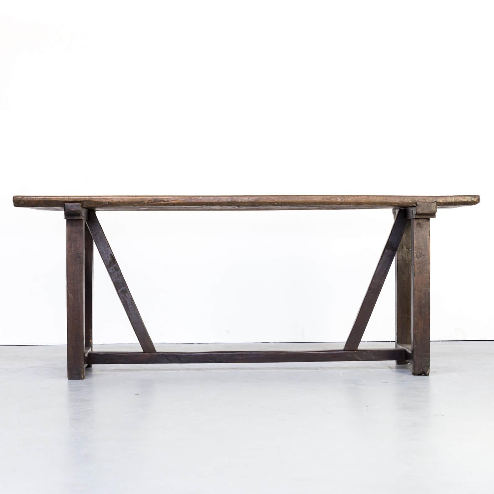 18th Century Antique Rustic Oak Dining / Side Table For Sale 7
