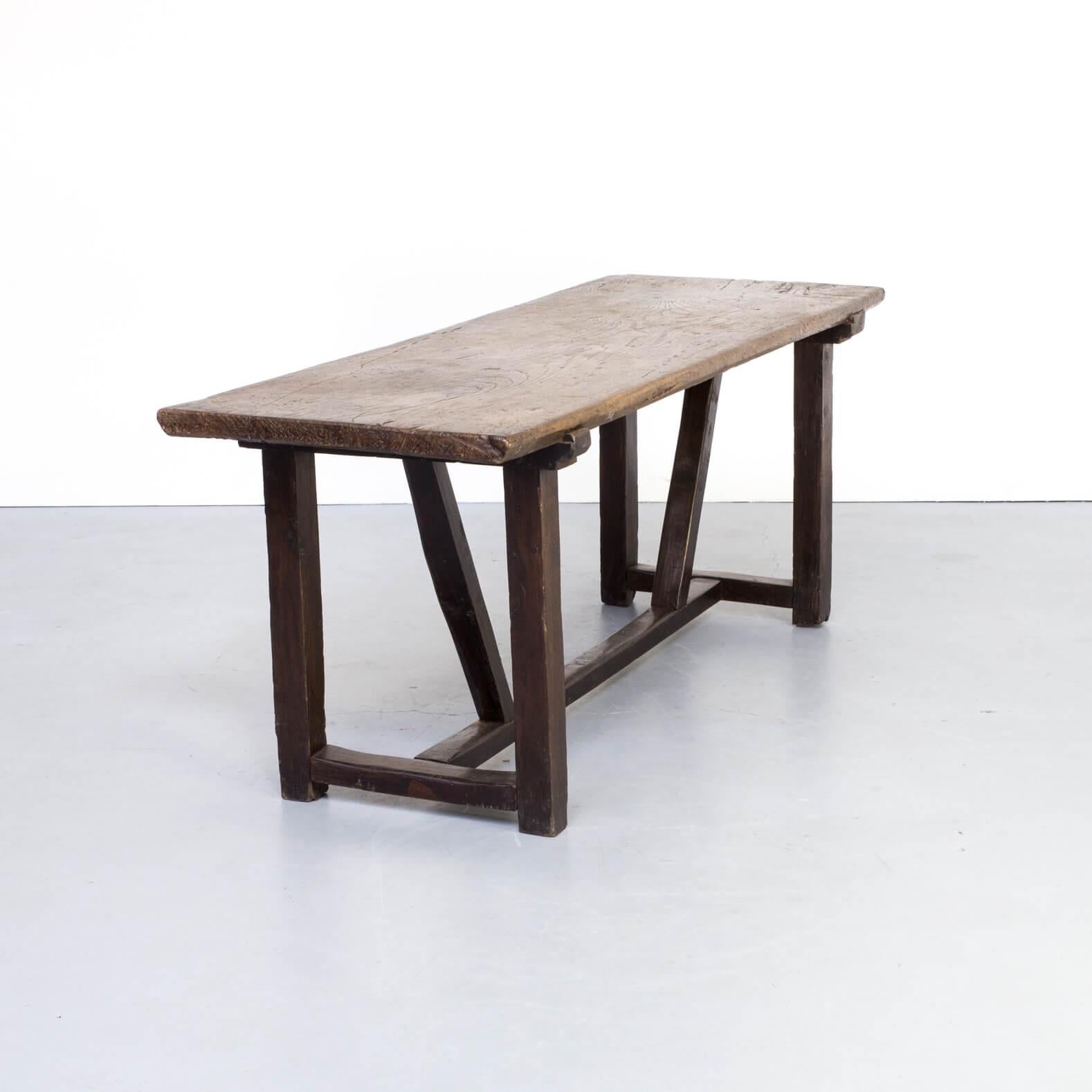 18th Century Antique Rustic Oak Dining / Side Table For Sale 1
