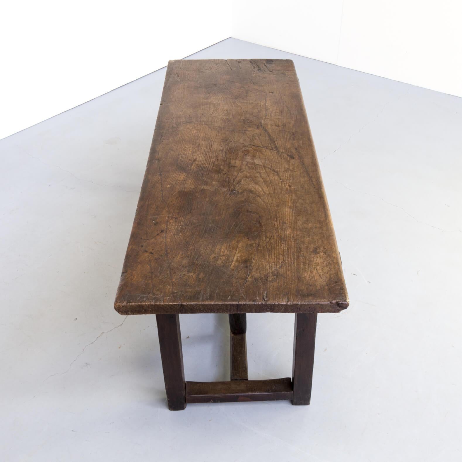 18th Century Antique Rustic Oak Dining / Side Table For Sale 2