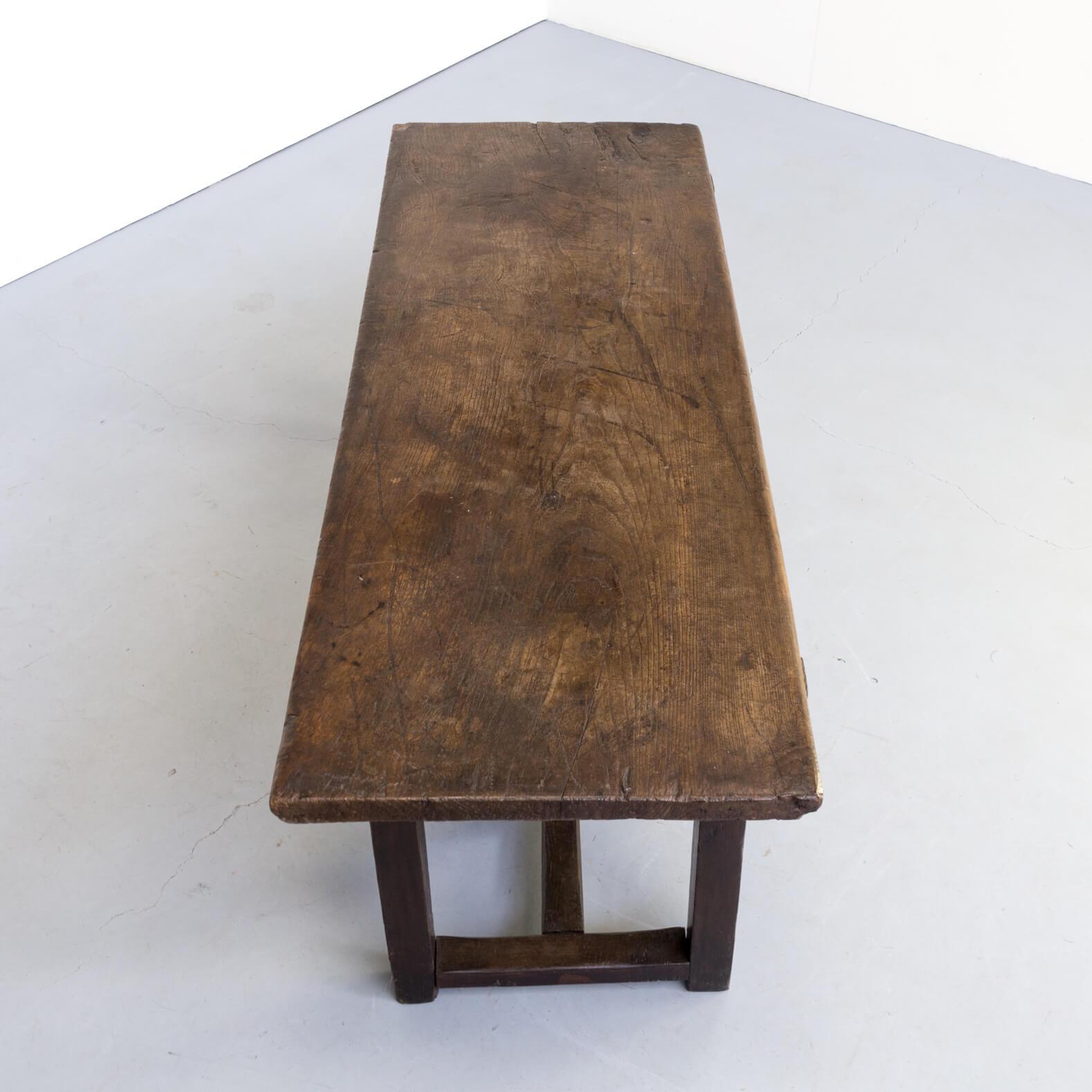 18th Century Antique Rustic Oak Dining / Side Table For Sale 3