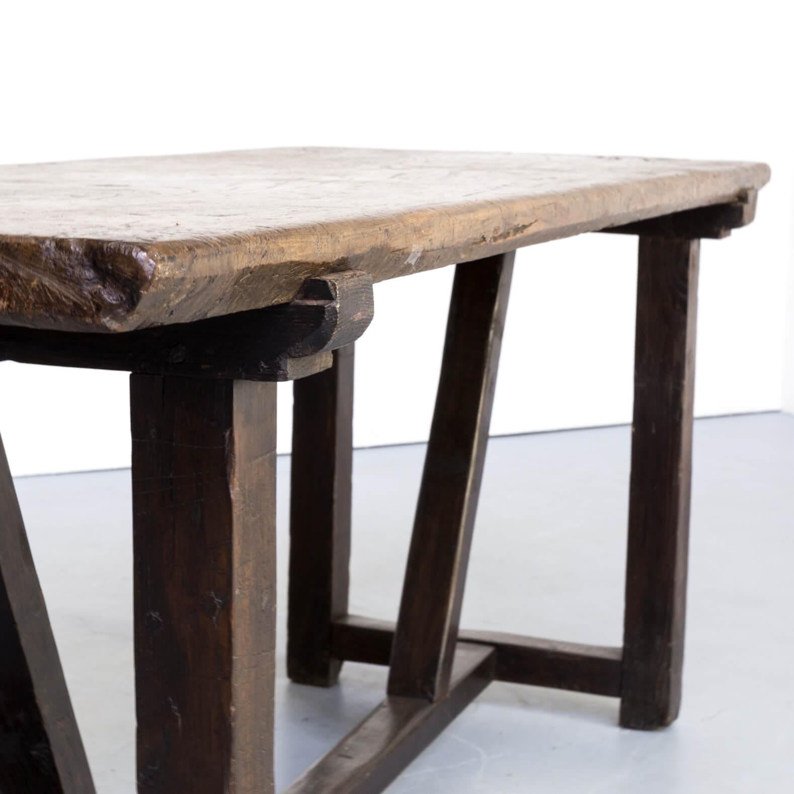 18th Century Antique Rustic Oak Dining / Side Table For Sale 4