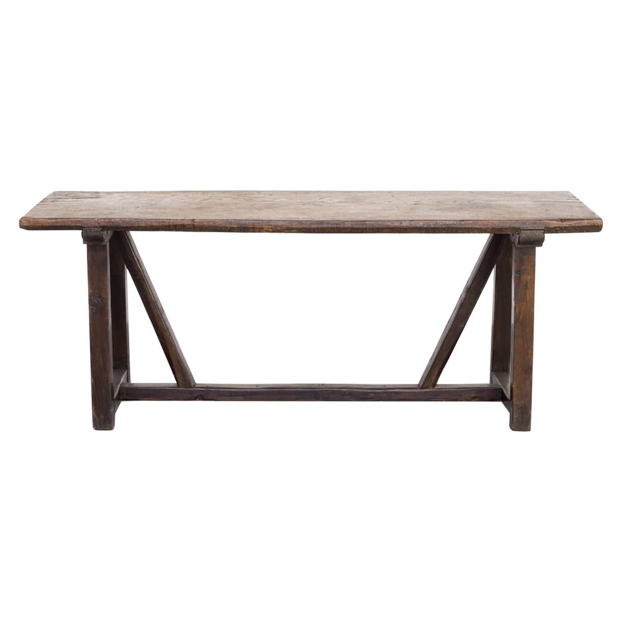 18th Century Antique Rustic Oak Dining / Side Table For Sale