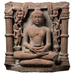 18th century Antique sandstone statue of a Jina from India