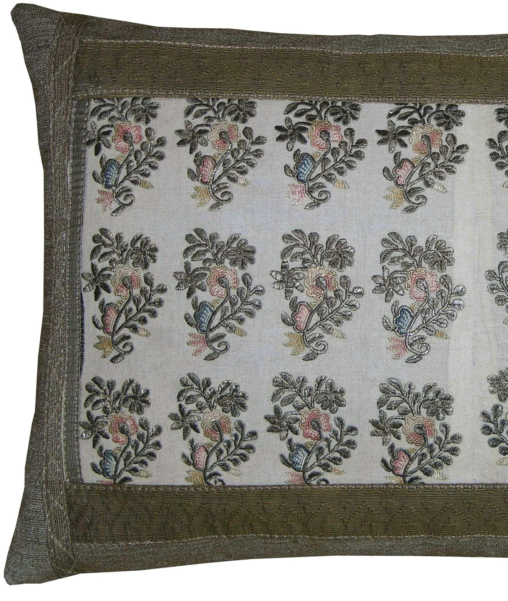 Unknown 18th Century Antique Silk Metalic Pillow For Sale
