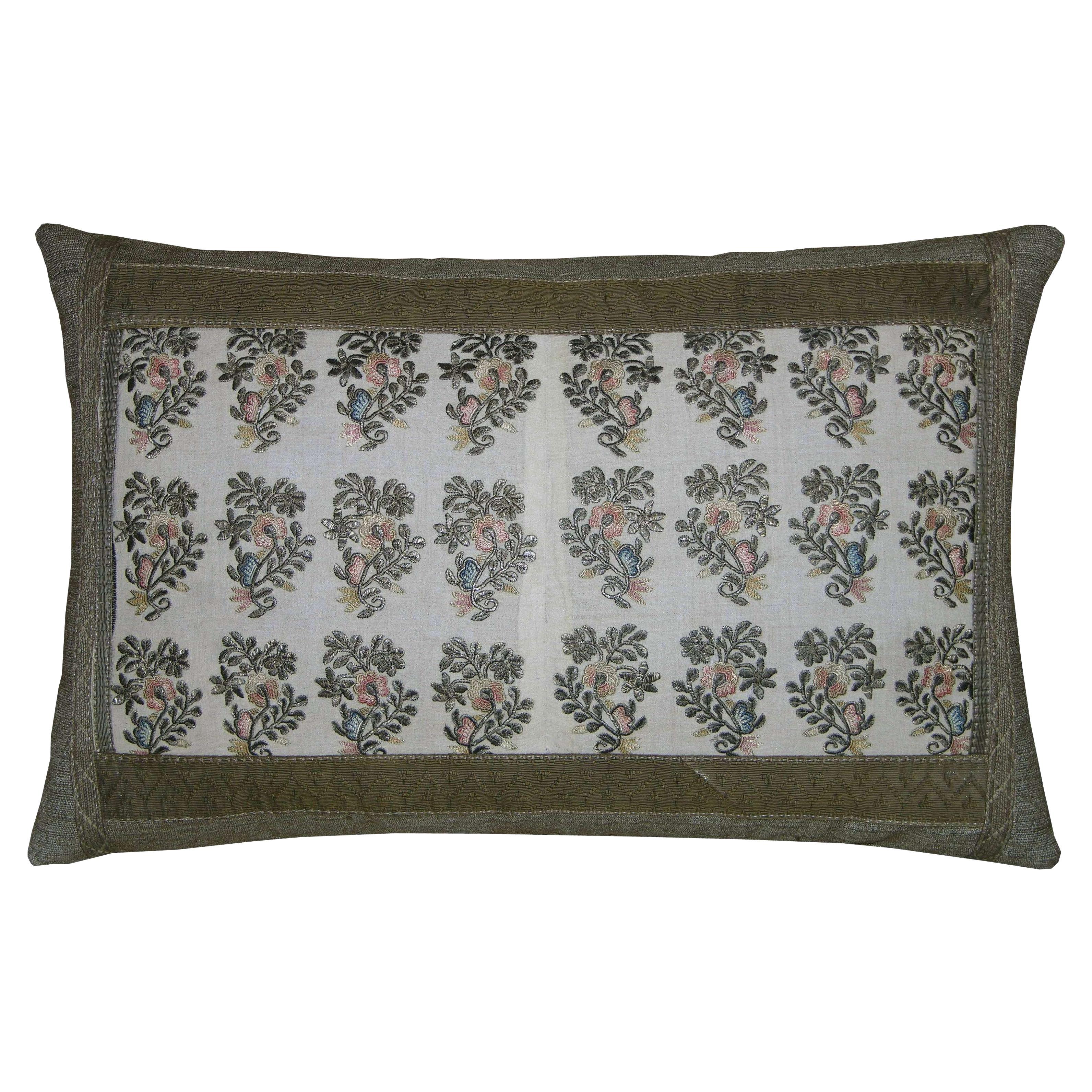 18th Century Antique Silk Metalic Pillow
