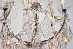 18th century antique silvered candle cage crystal chandelier in style of Karl VI