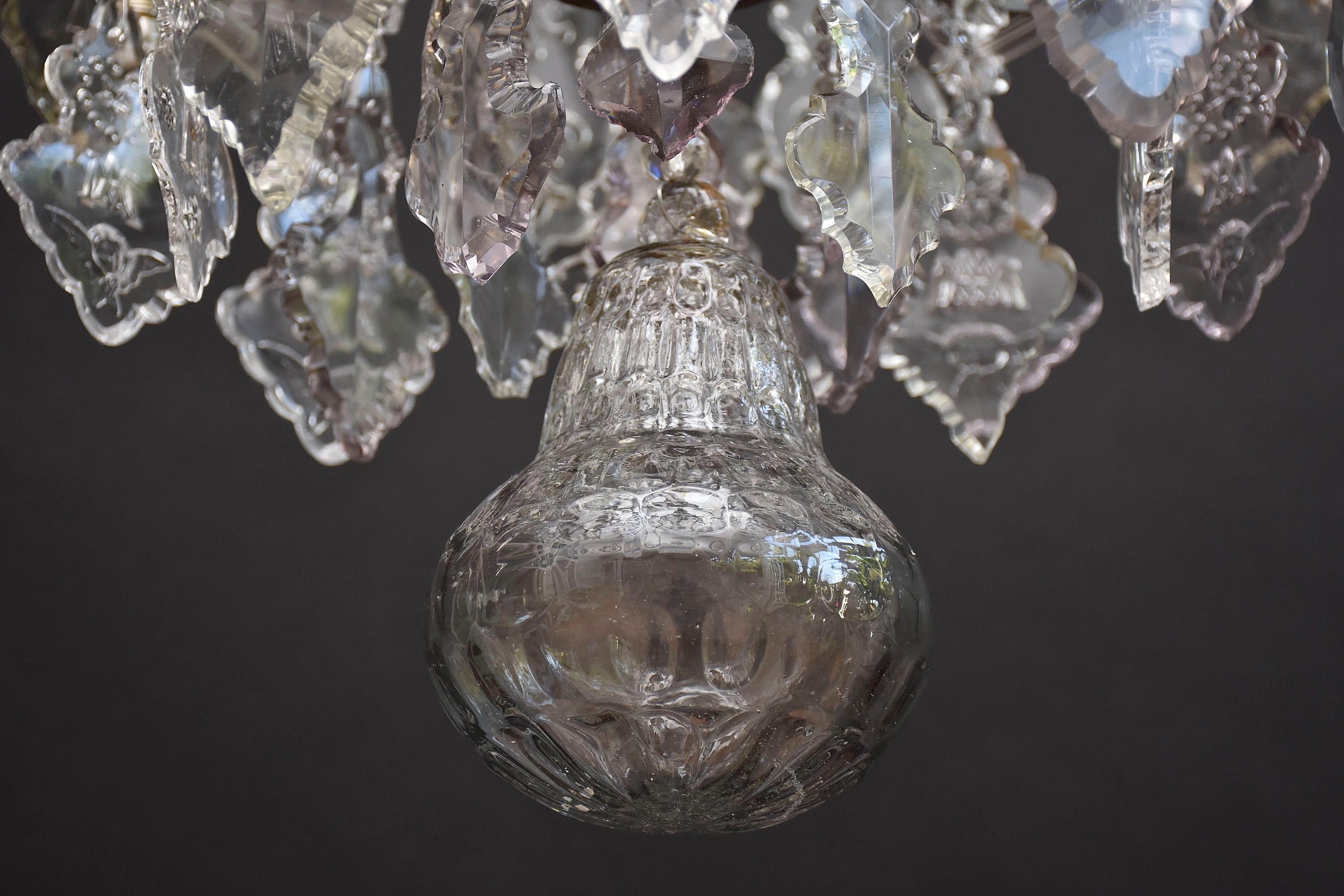 18th Century and Earlier 18th century antique silvered candle cage crystal chandelier in style of Karl VI For Sale