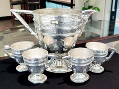 18th Century Antique Spanish Silver Jug with Four Matching Cups