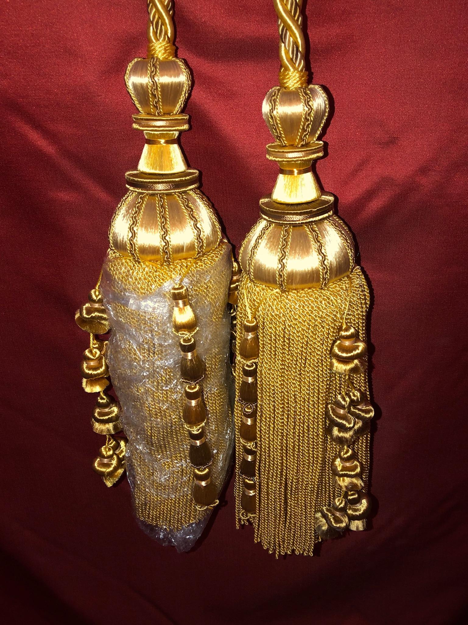 French 18th Century Antique Style Tassels, 2 Sets of Curtain Tiebacks G Houles France For Sale