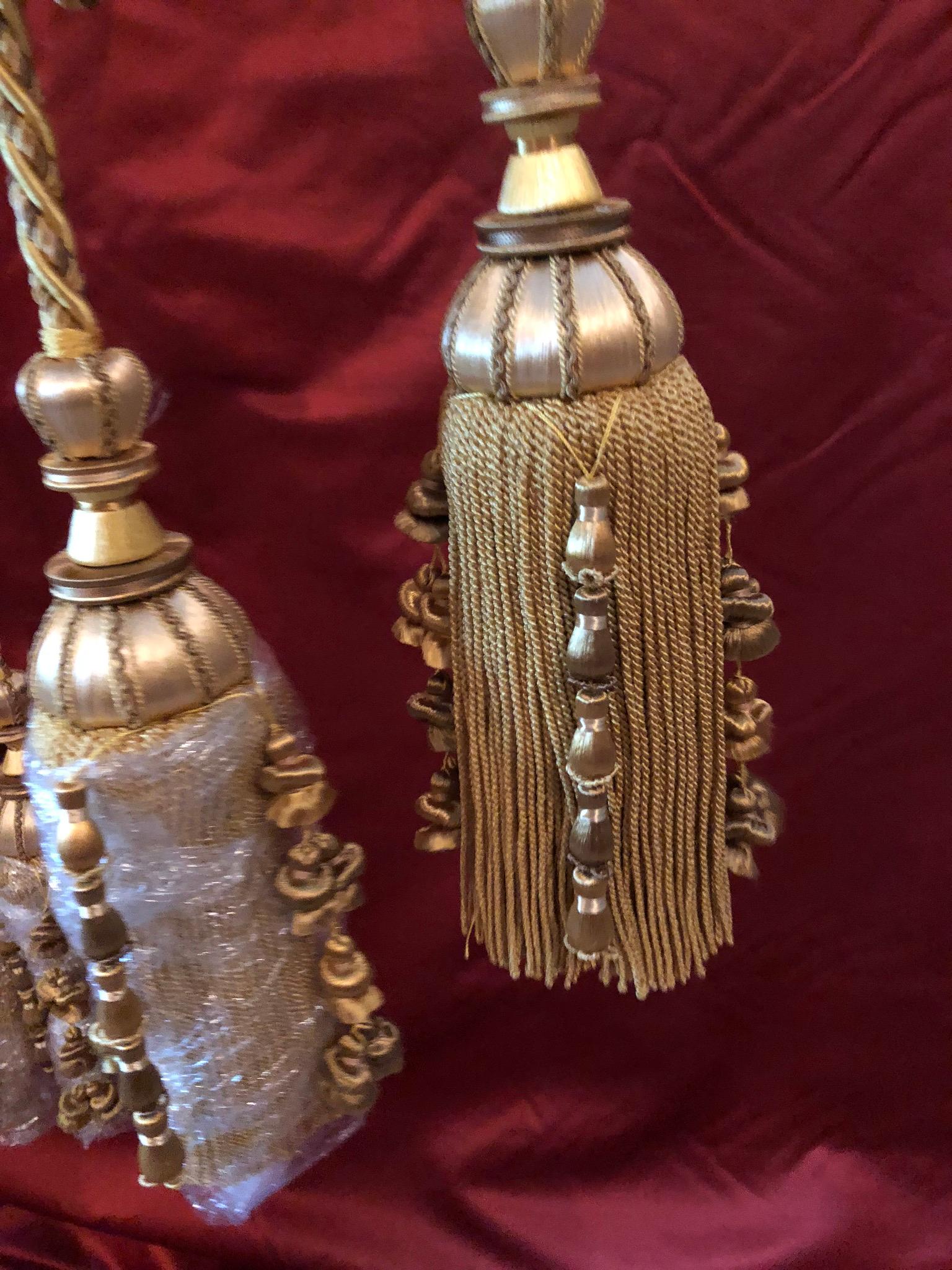 Trimming 18th Century Antique Style Tassels, 2 Sets of Curtain Tiebacks G Houles France For Sale