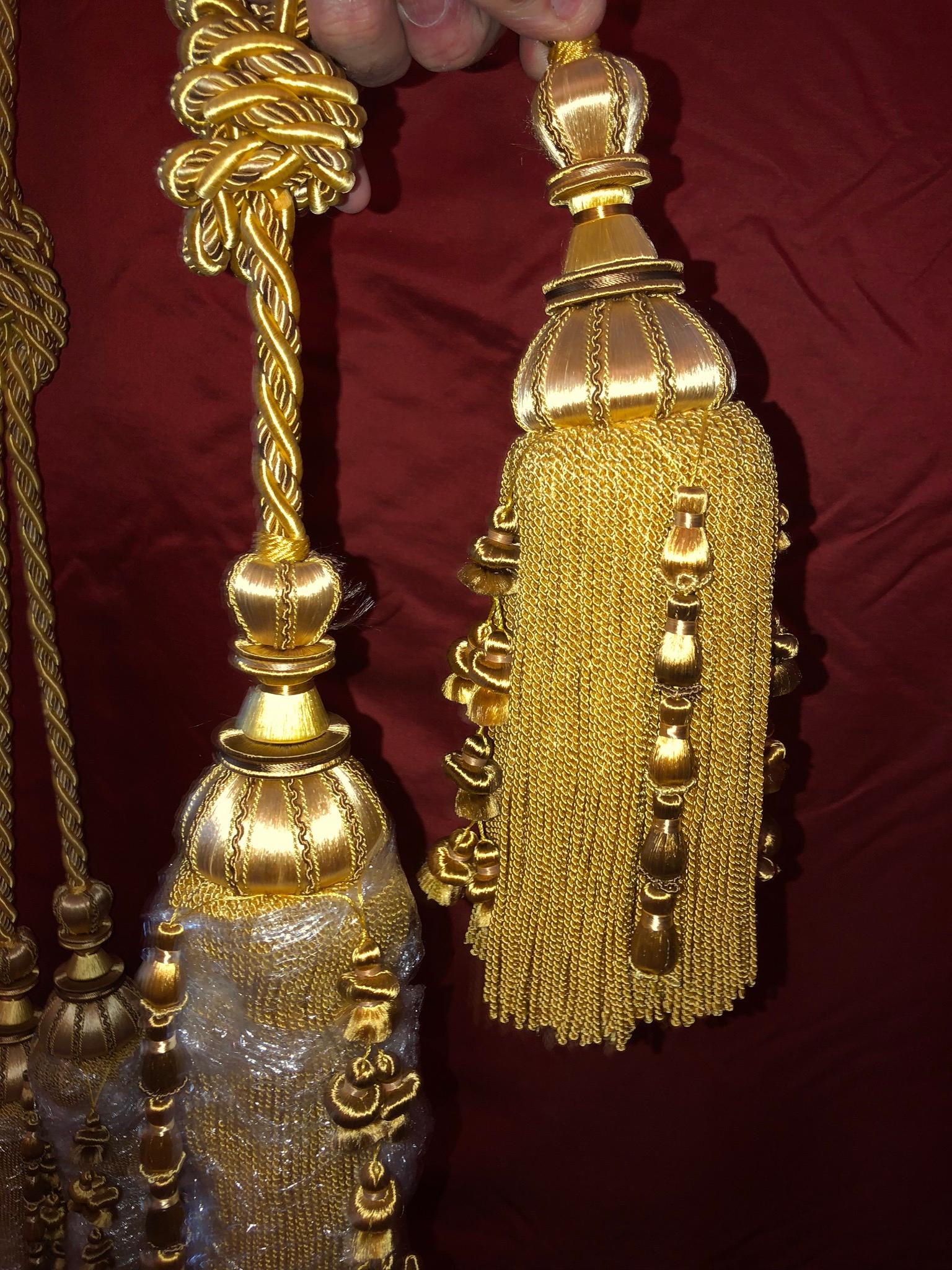 18th Century Antique Style Tassels, 2 Sets of Curtain Tiebacks G Houles France For Sale 1