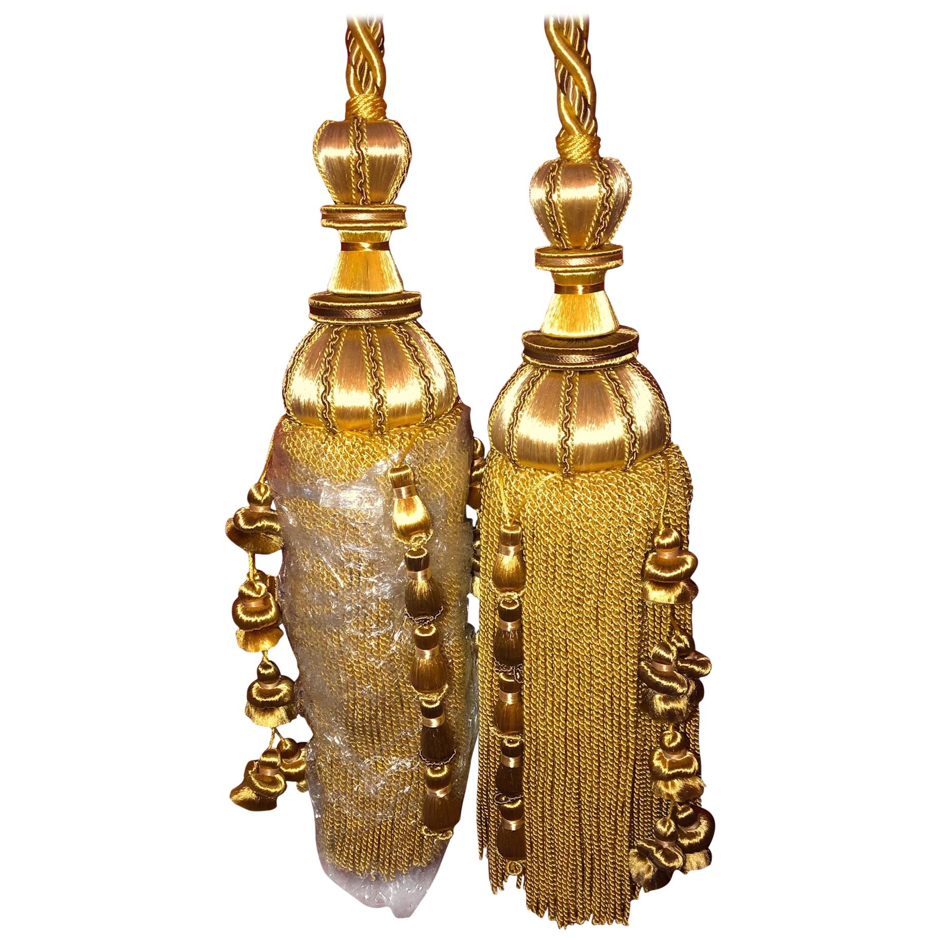 18th Century Antique Style Tassels, 2 Sets of Curtain Tiebacks G Houles France For Sale