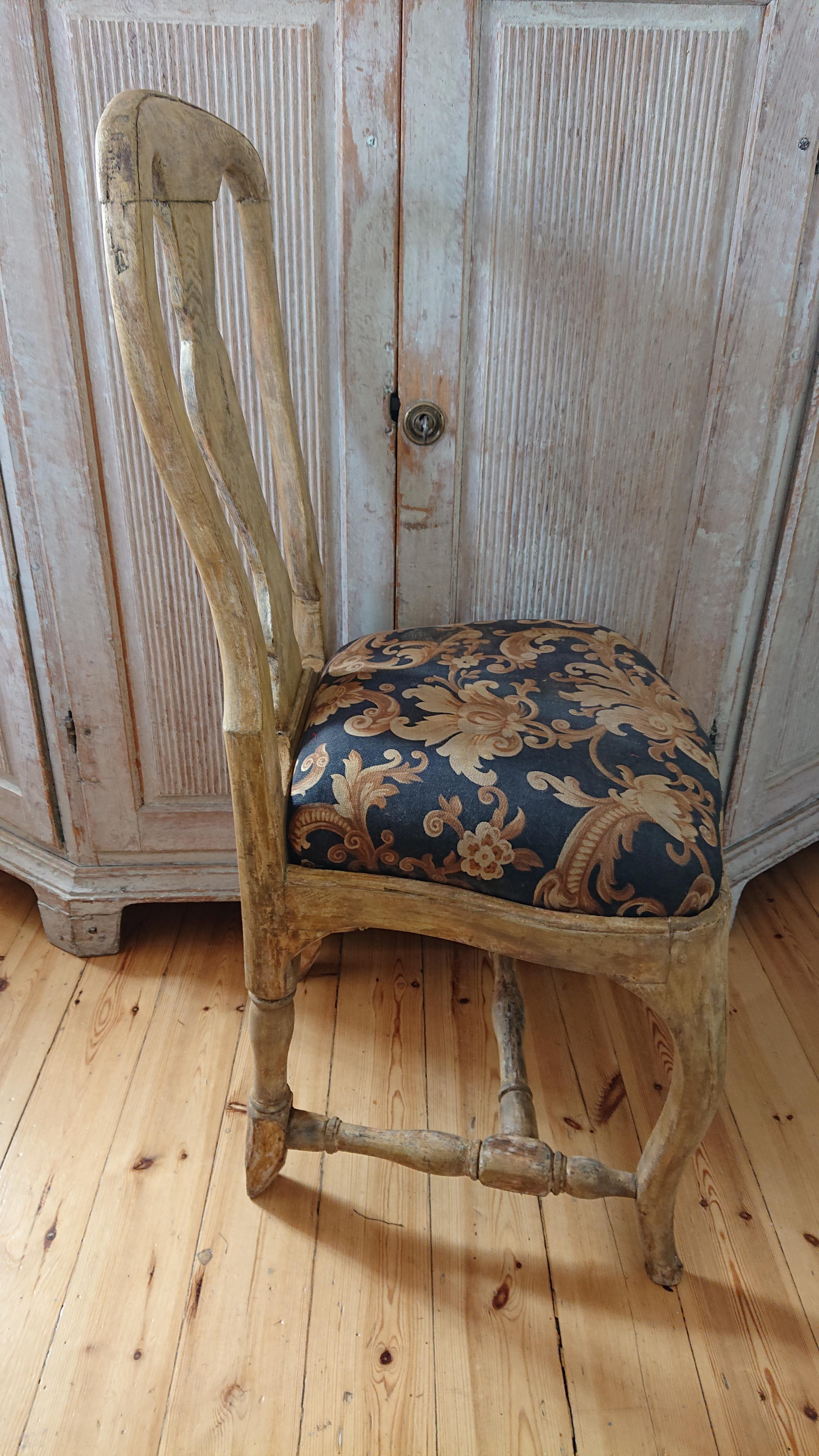 Hand-Carved 18th Century Antique Swedish Rococo Side Chair Marked HGK Royal Provenance For Sale
