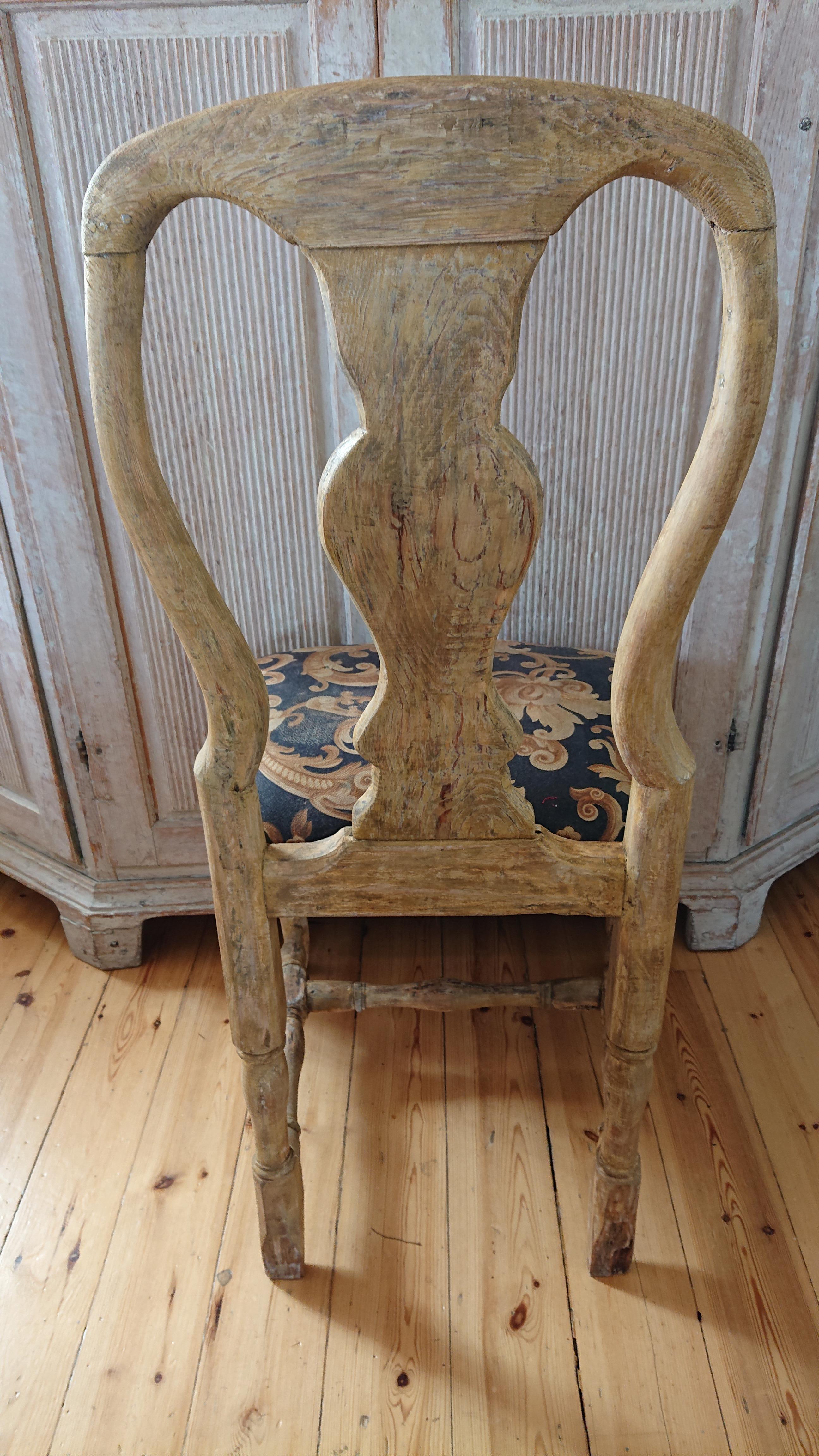 18th Century Antique Swedish Rococo Side Chair Marked HGK Royal Provenance In Good Condition For Sale In Boden, SE