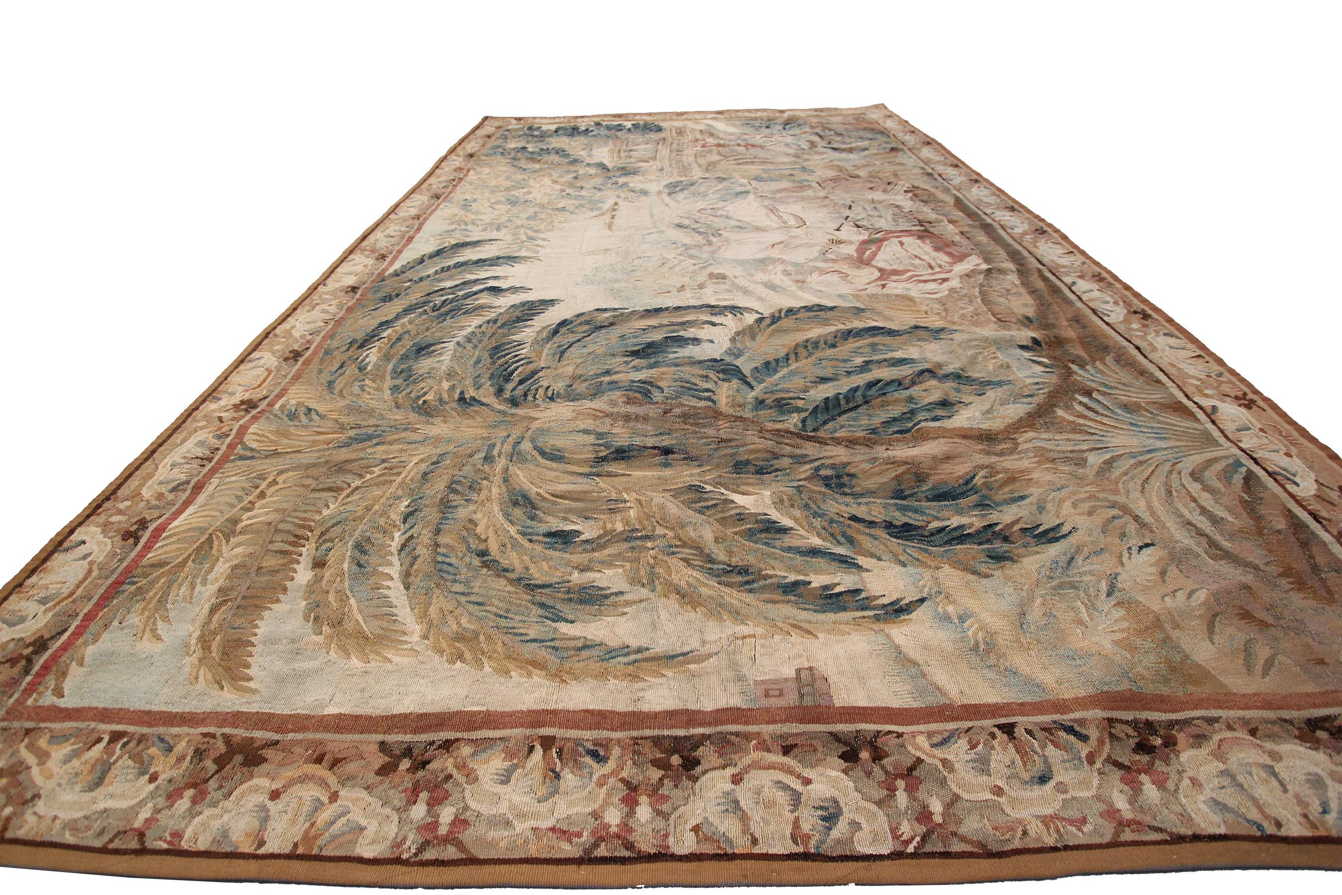 18th century Tapestry Handwoven Wool & Silk Tapestry Palm Tree 8x12 226cm x 359cm 7'5