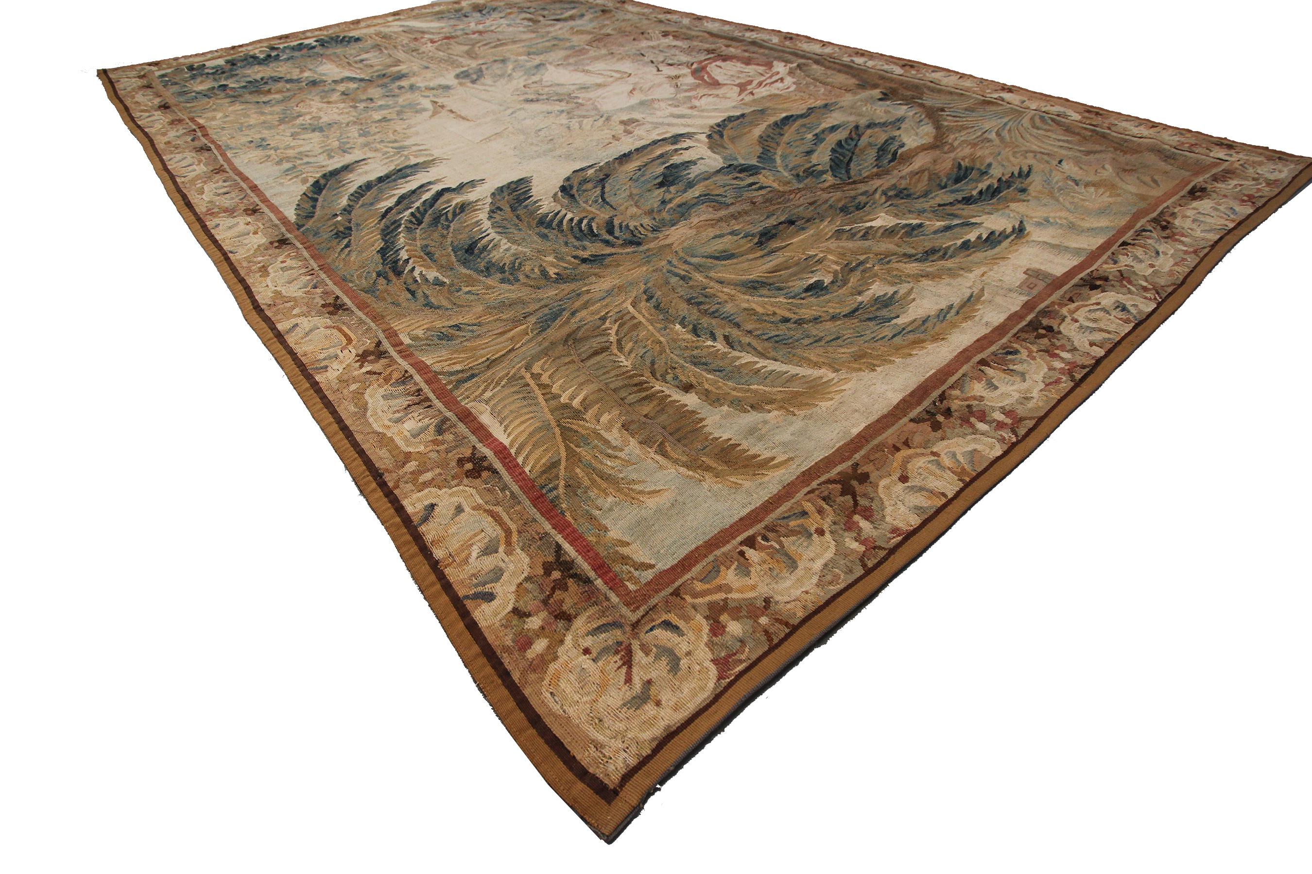 18th Century Antique Tapestry Flemish Wool & Silk Handwoven In Good Condition For Sale In New York, NY