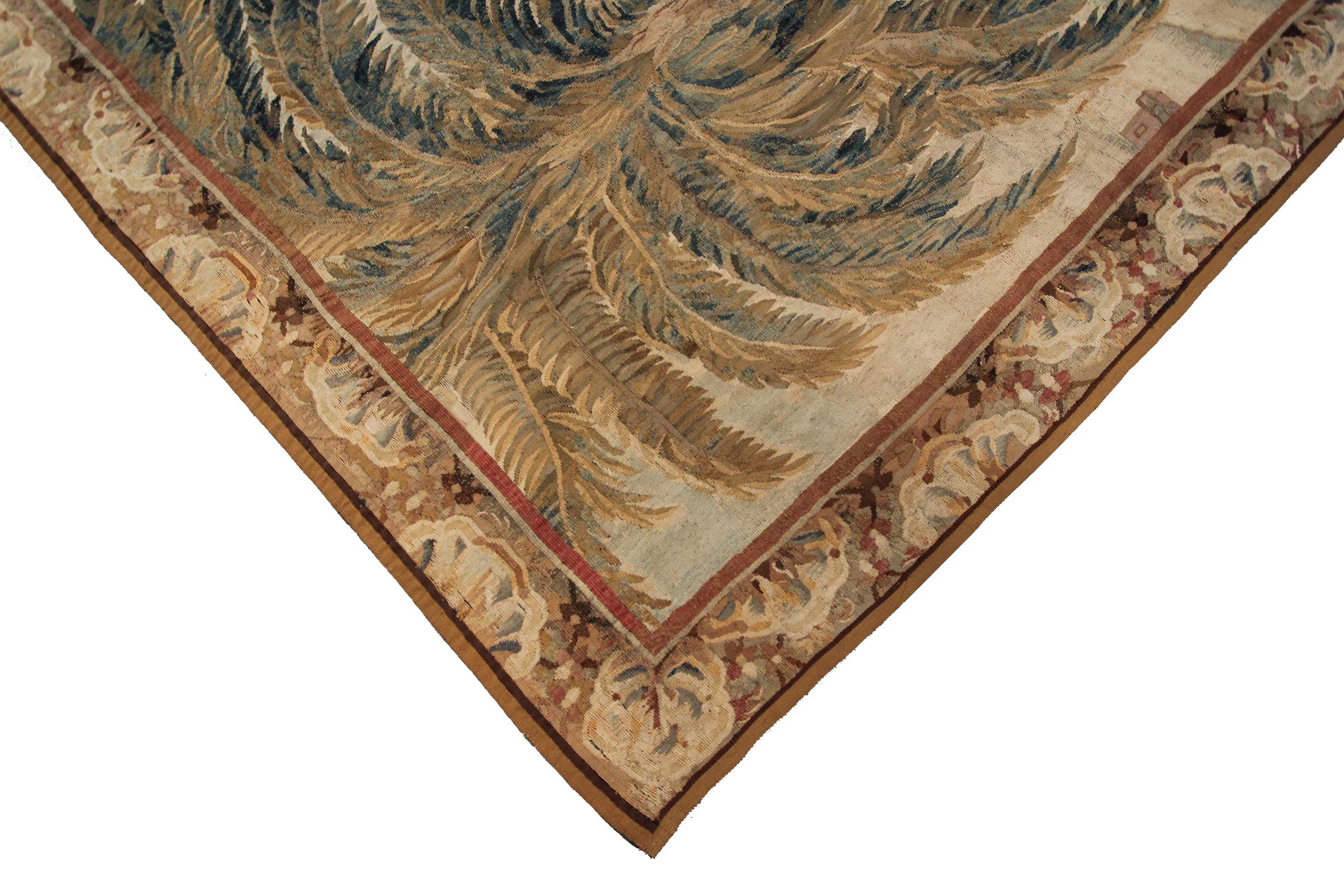 Tapisserie ancienne du 18e siècle tissée à la main en laine et soie par les Flemish en vente 1
