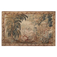 Tapisserie ancienne du 18e siècle tissée à la main en laine et soie par les Flemish