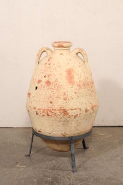 18th Century Antique Terracotta Jar on Custom Metal Stand
