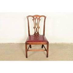 Sedia da salotto d'epoca del XVIII secolo in mogano intagliato, in stile Thomas Chippendale