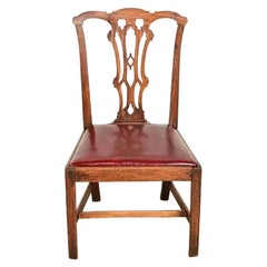 Sedia da salotto d'epoca del XVIII secolo in mogano intagliato, in stile Thomas Chippendale
