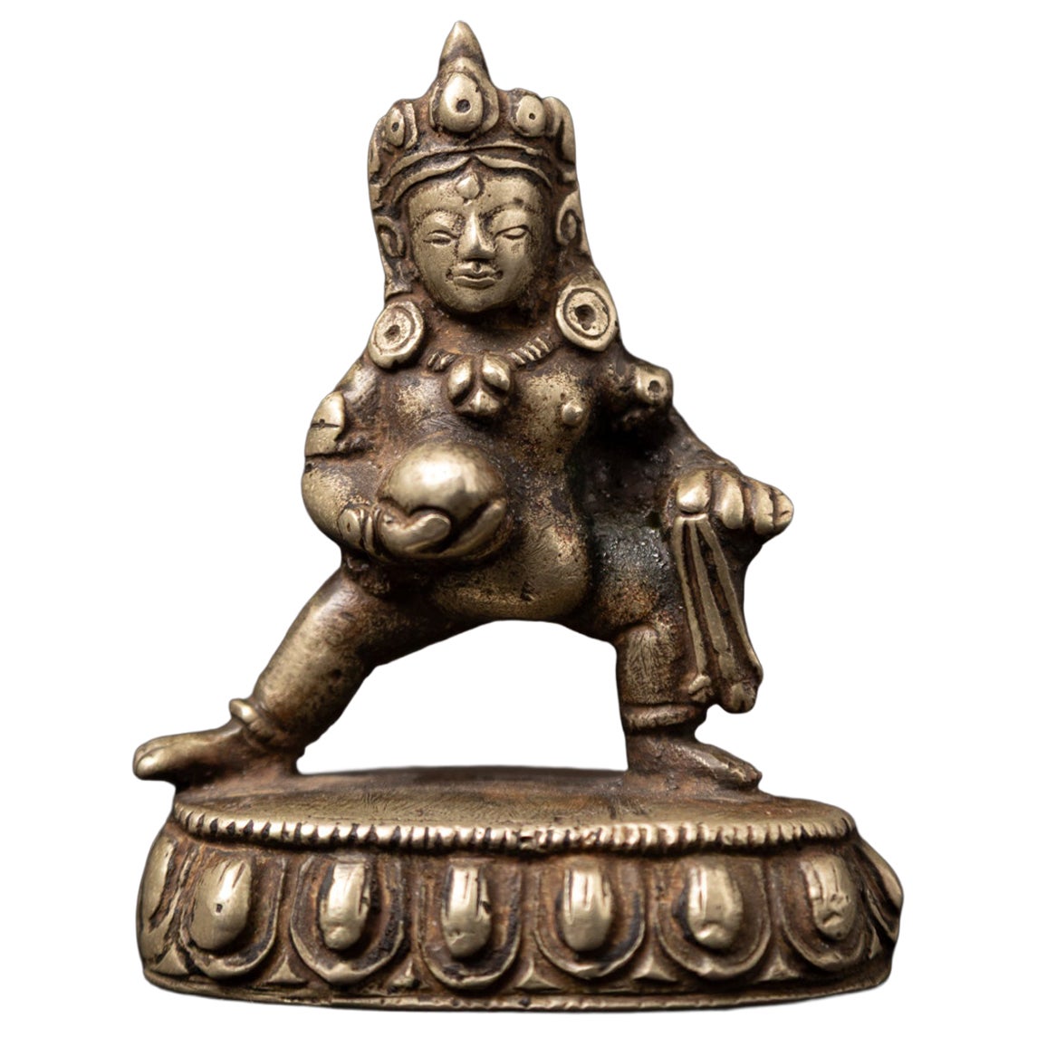 Antike tibetische Silberstatue von Jambhala aus dem 18. Jahrhundert, aus Tibet