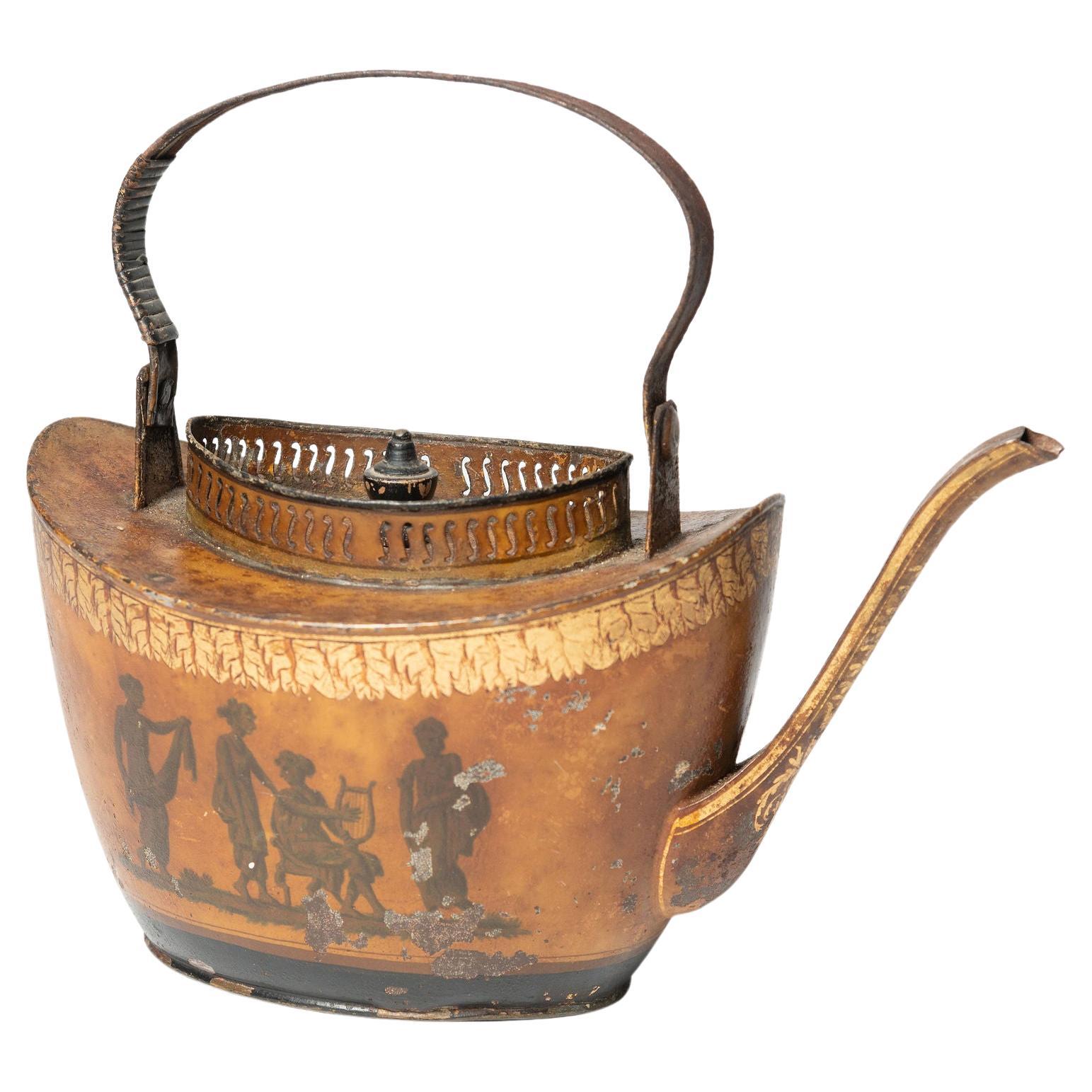 18th Century antique Tole tea kettle, Dutch, decorative, table decoration  For Sale