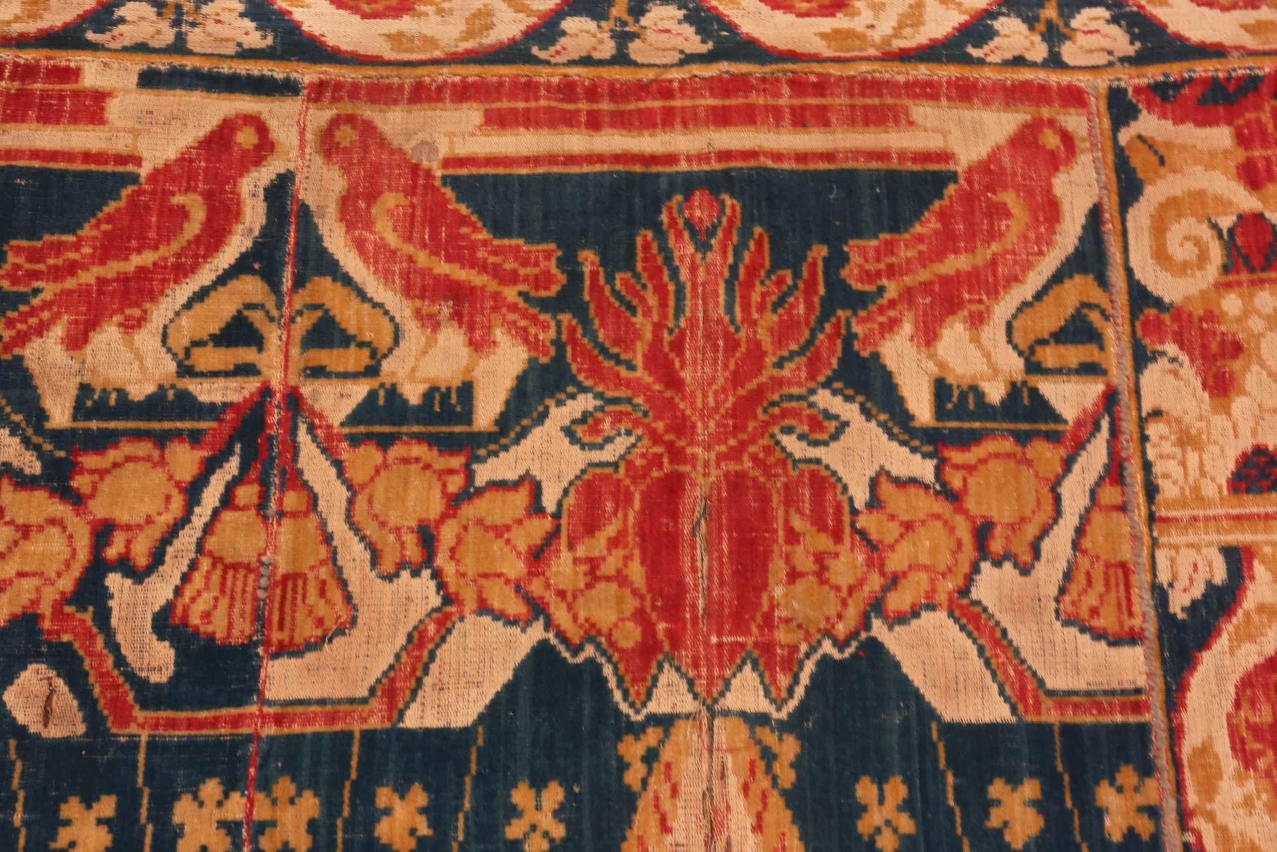 Hand-Woven 18th Century Antique Velvet Wall Hanging Dutch Textile 6'3