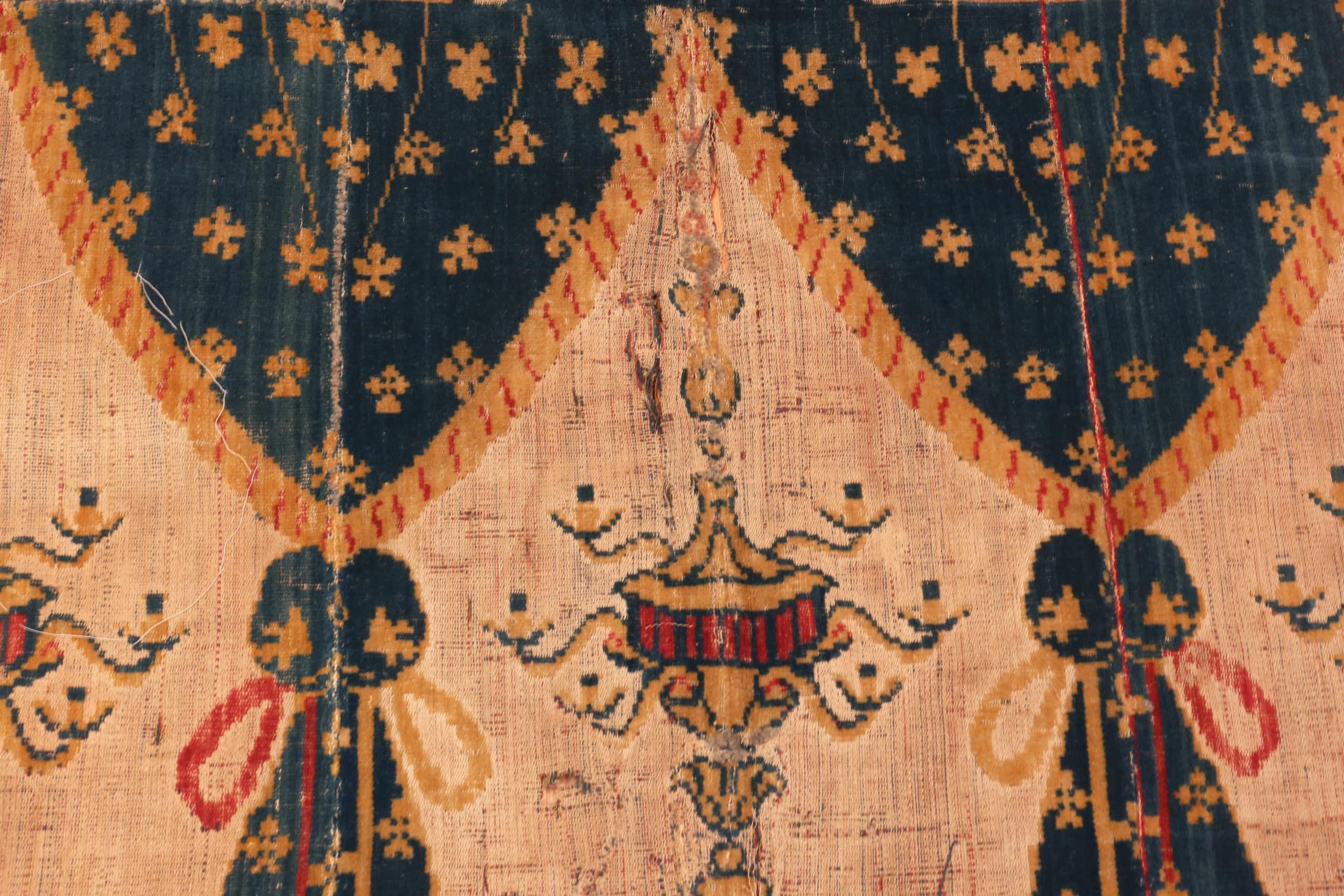 Suspension murale en velours ancien du 18e siècle textile néerlandais 6'3