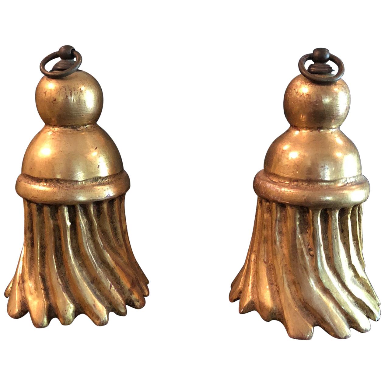 18th Century Antique Venetian Giltwood Tassels a Pair, Italy For Sale
