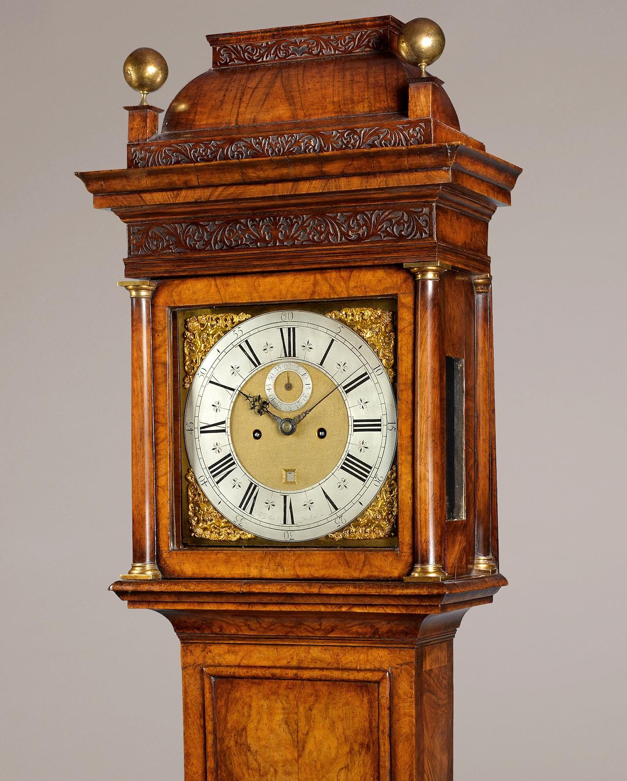 18th Century Antique Walnut Longcase Clock by Daniel Delander of