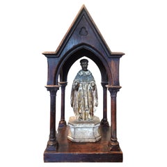 18th century Antique Wood-carved Santo figure in later Tabernacle