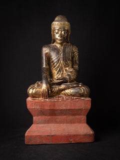 Siglo XVIII Antigua estatua birmana de Buda de madera procedente de Birmania