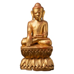 18th century Antique wooden Burmese Buddha statue from Burma