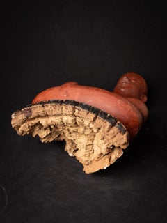 18th century antique wooden Burmese Buddha statue in Bhumisparsha Mudra