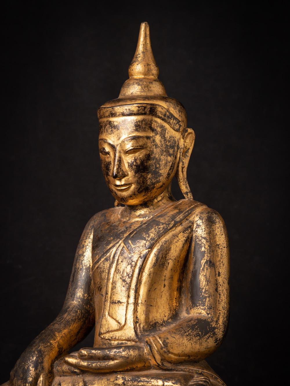 18th century antique wooden Burmese Shan Buddha in Bhumisparsha Mudra  For Sale 8