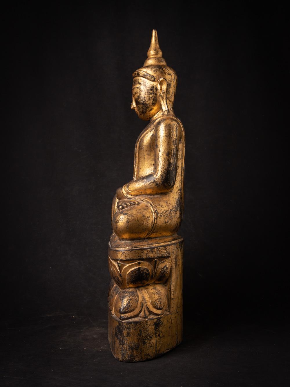 18th century antique wooden Burmese Shan Buddha in Bhumisparsha Mudra  For Sale 14