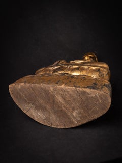 18th century antique wooden Burmese Shan Buddha in Bhumisparsha Mudra