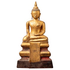 18th century Antique wooden Cambodian Buddha statue from Cambodia