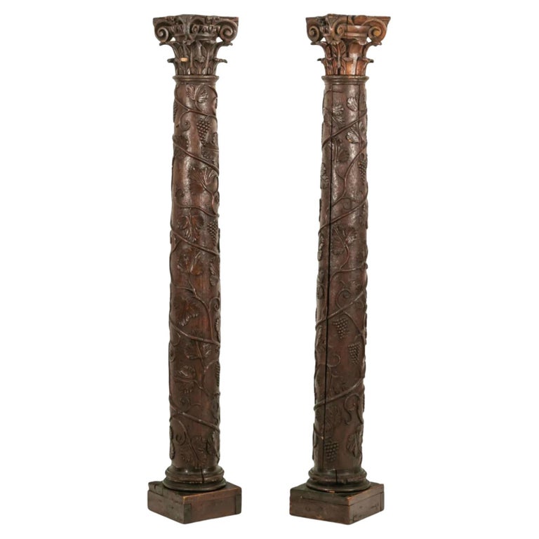 18th Century Antique Wooden Grape Vine Columns Pillars at 1stDibs antique pillars for sale