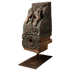 18th century Antique wooden Indian temple fragment from India