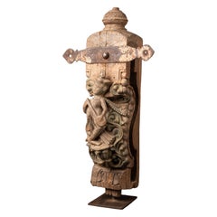 18th century Antique wooden Indian Temple fragment from India