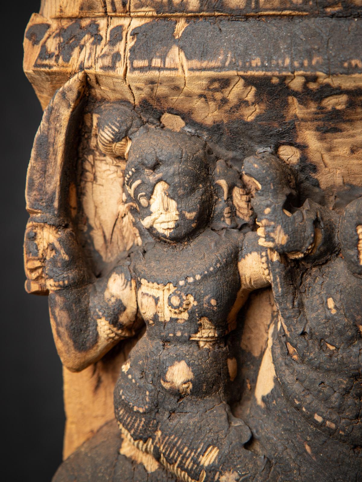 Panneau de temple indien ancien en bois du 18ème siècle en vente 6