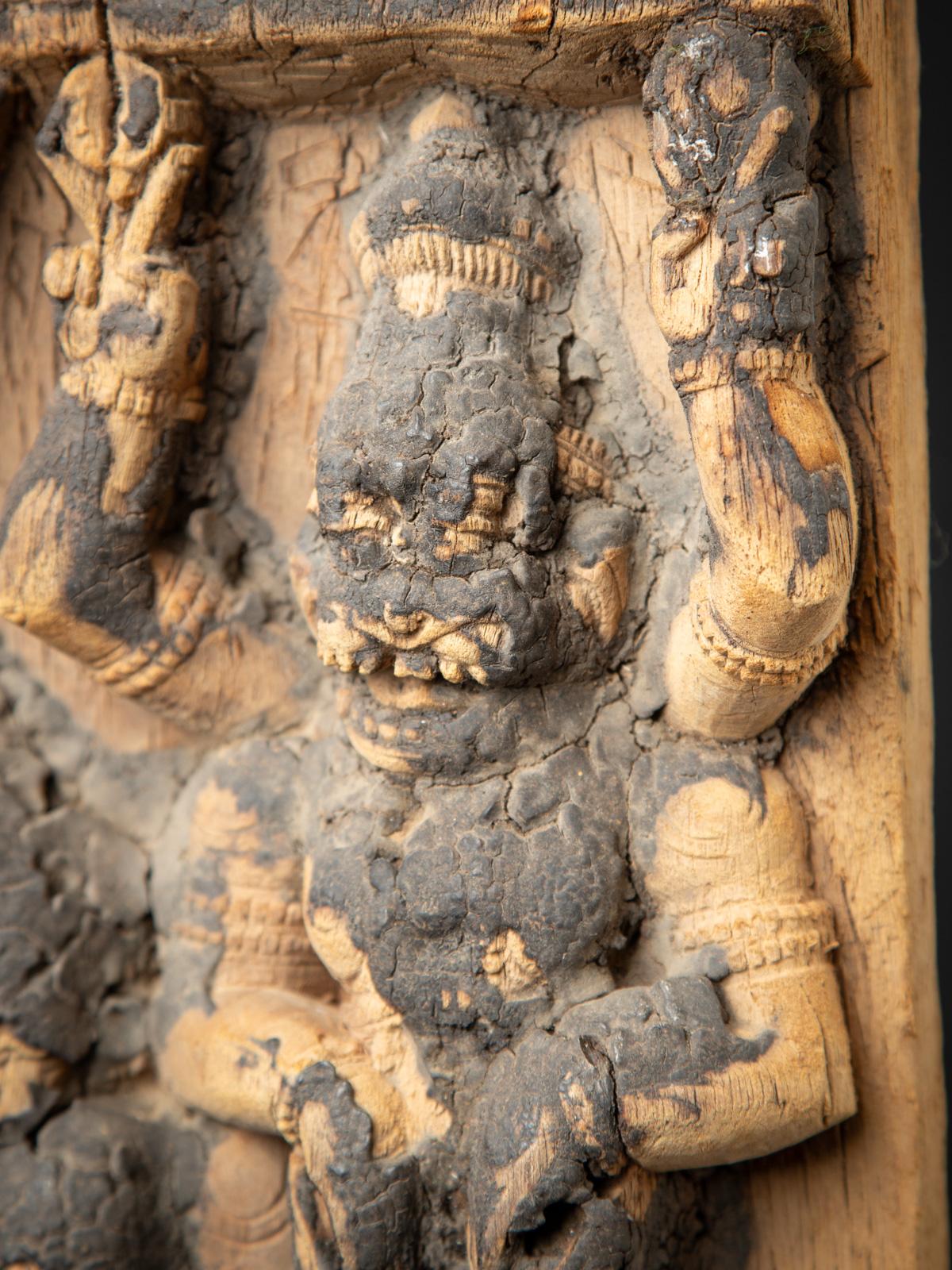 18th century Antique wooden Indian temple panel from India For Sale 7