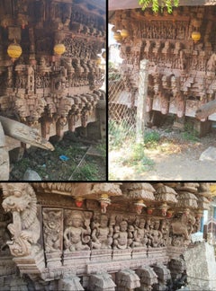 18th century Antique wooden Indian temple panel from India