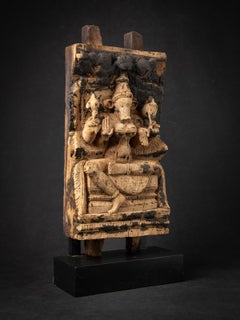 18th century Antique wooden Indian temple panel from India